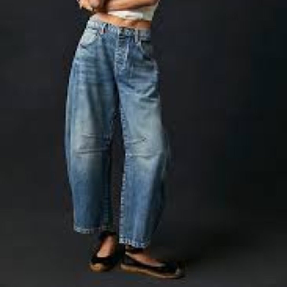 NWOT Free People We The Free Mid Rise Barrel Jeans